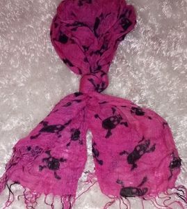 SKULL scarf pink and black one size
